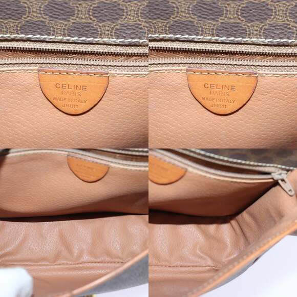 CELINE Macadam Canvas Circle Shoulder Bag Pvc Leather Brown Gold - Picture 12 of 13